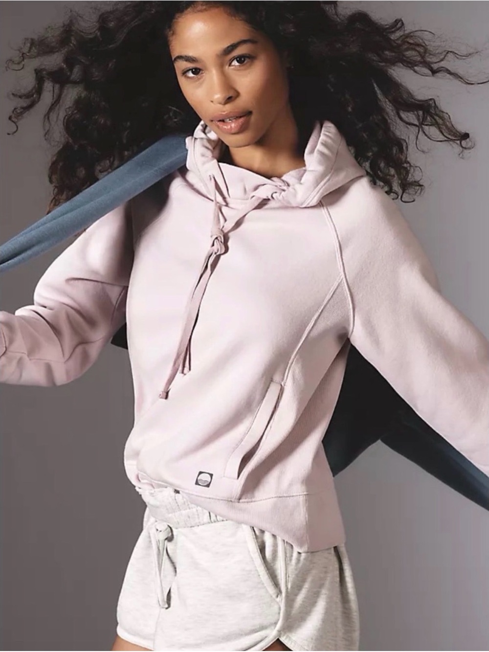 Daily Practice Anthropologie Light Pink Drawstring Hoodie S